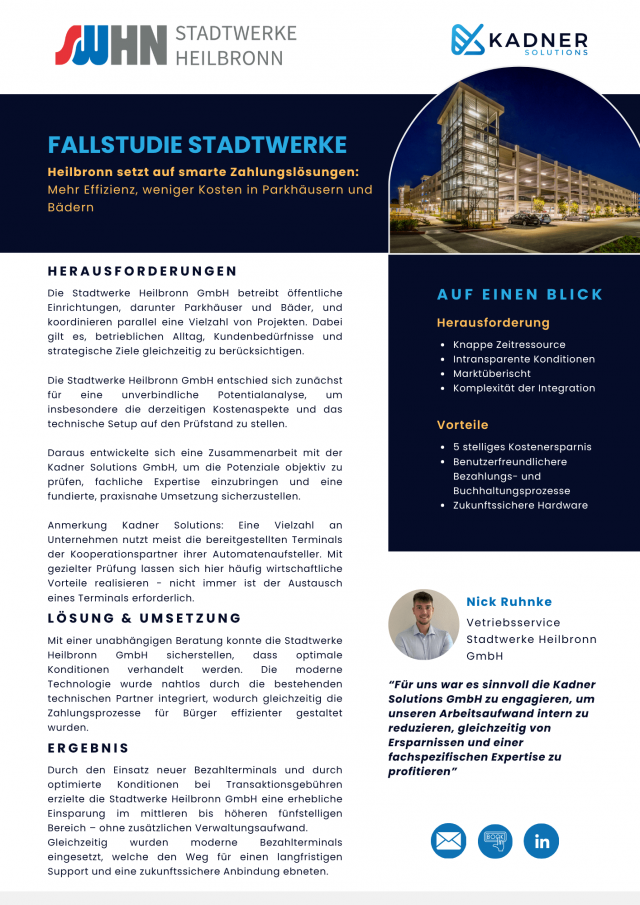 Fallstudie Stadtwerke Heilbronn Parkhäuser Bäder